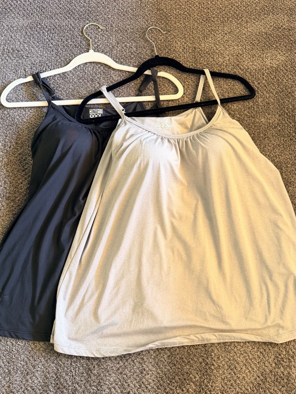 2 Built in bra Soft Camisole - Black & Light Gray
